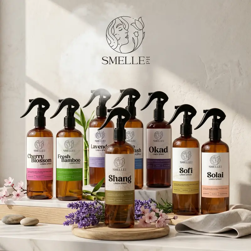 SMELLE PH Linen Spray Disinfectant 100Ml - Neutralizes Odor Eliminates Bacteria - Fresh Bamboo, Chaya Blossom, Lavender, Marine , Shang, 0Kad,SoL, Offiel