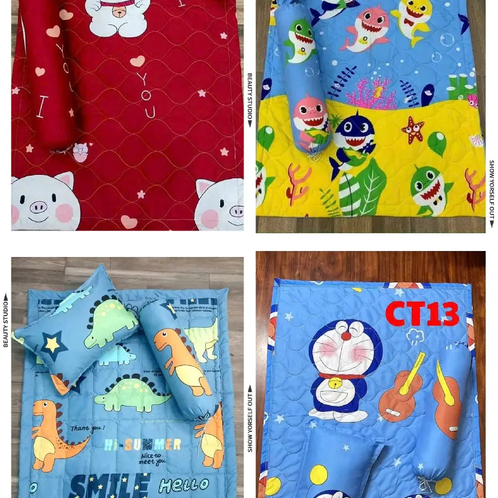 3-Piece Baby Blanket and Pillow Set for Preschool Children Ages 0–5, Cotton-Polyester Filling, Soft, Breathable and Suitable for Sensitive Skin