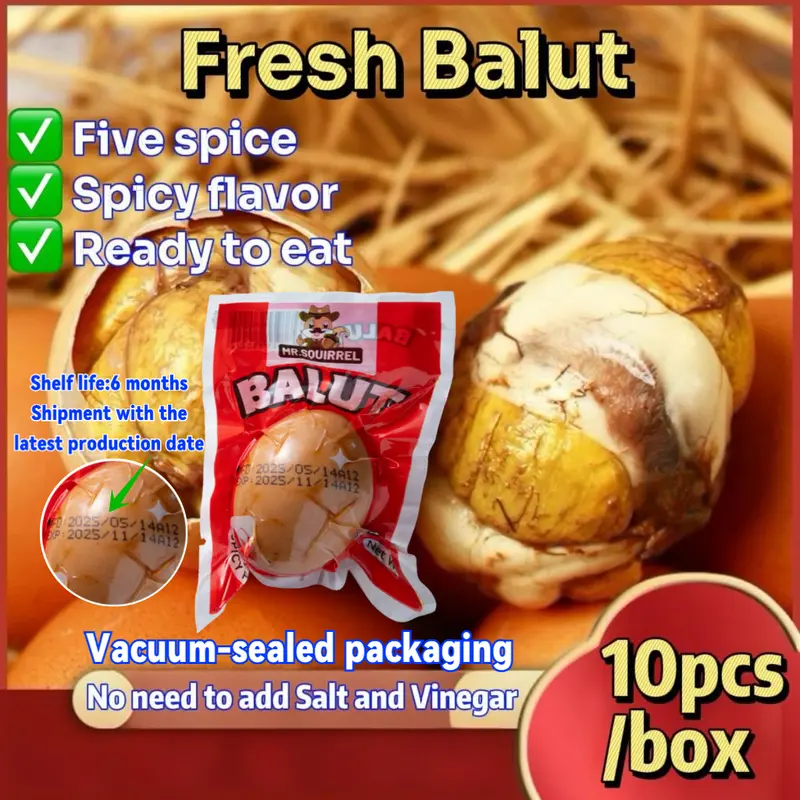 Mr Squirrel Ready-to-Eat Balut, 10 Pieces per Box, Five-Spice and Spicy Flavors or Mixed Flavors
