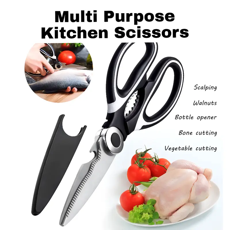 ING 5-in-1 Heavy-Duty Stainless Steel Kitchen and Bone Scissors, Ultra-Sharp Multipurpose Shears