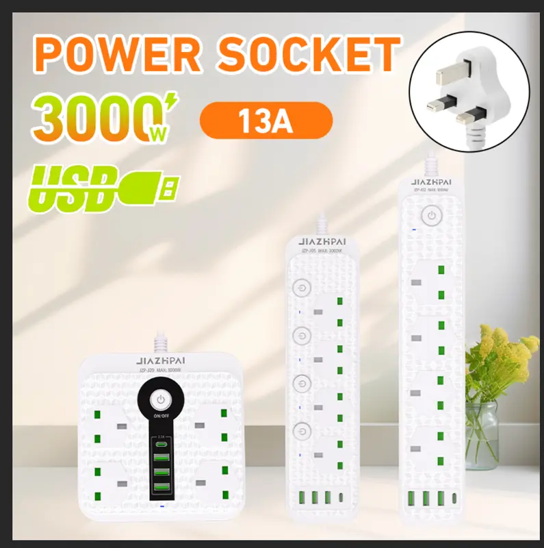 【Penghantaran sekarang】3 USB Port 4 Universal Power Strip Extension Plug Power Socket Electric Sockets Elektrik Soket Cords (3USB 1C ) 1.5 , 3 , 5  extension plug soket dinding multicolor soket elektrik & aksesori plug extension plug extension  wire