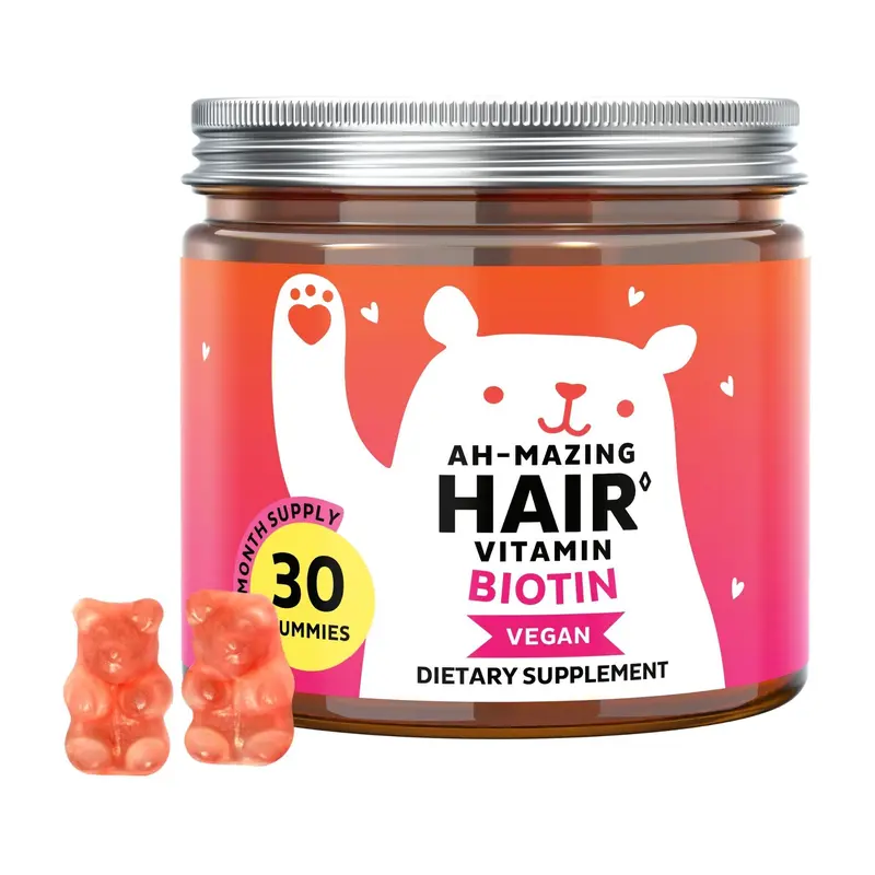 Bears with Benefits Biotin Gummies for Hair Growth, Skin & Nails –  5000 mcg Biotin + Vitamins C & E + Zinc - 30 Gummies - Vegan Wild Berry Flavor - 1 Month Supply