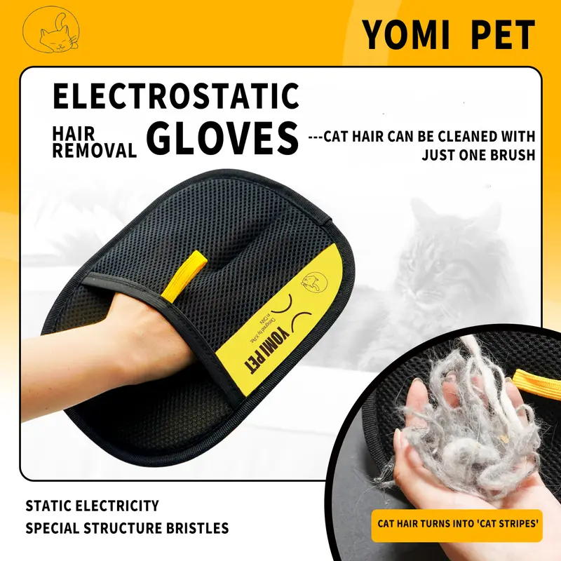 YOMI PET Reusable Electrostatic Pet Hair Remover Glove for Cats and Dogs, Furniture, Carpets and Clothes