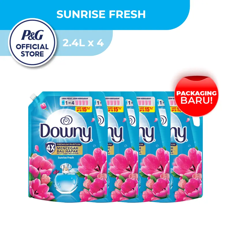 Downy Sunrise Fresh浓缩衣物柔顺剂，2.4L×4包组合装