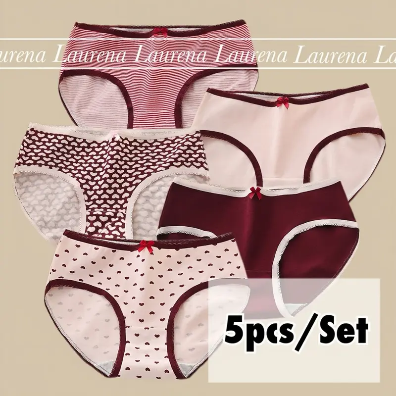 LAURENA 5-Piece Cotton Panty Set for Women and Teen Girls