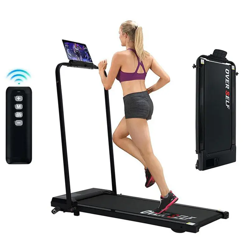 OVER SELF klappbares Laufband mit Handlauf und LED-Display, tragbares Walking Pad zum Gehen und Joggen, leises Design für Zuhause und Büro, Summervibes