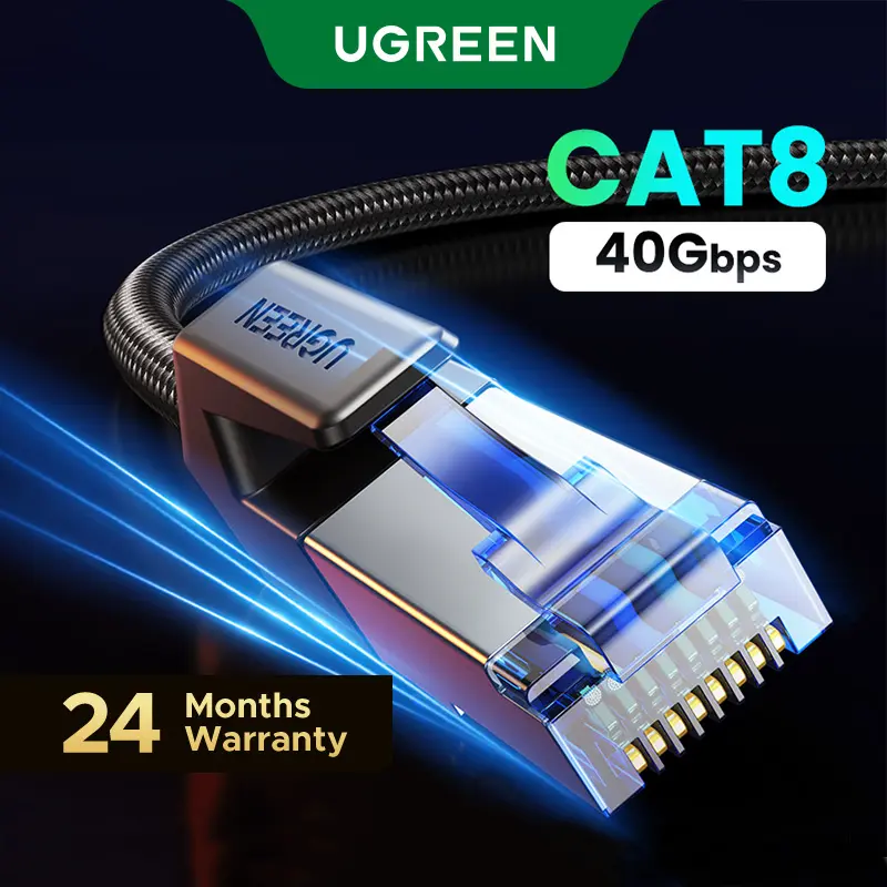 UGREEN 绿联 Cat 8八类网线，6FT棉编织屏蔽RJ45线缆，40Gbps速率，2000MHz频率，耐用抗串扰抗干扰，适用于游戏电脑、PS5、笔记本及网络设备，降噪，sohochic