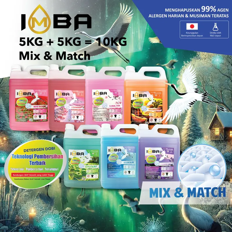 IMBA Scented Liquid Laundry Detergent, Mix & Match 5kg × 2, with Fragrance Microcapsules
