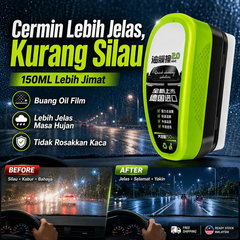 Dung dịch vệ sinh kính ô tô phiên bản mới 150ML, tẩy màng dầu, vết nước, sáp và bụi bẩn
