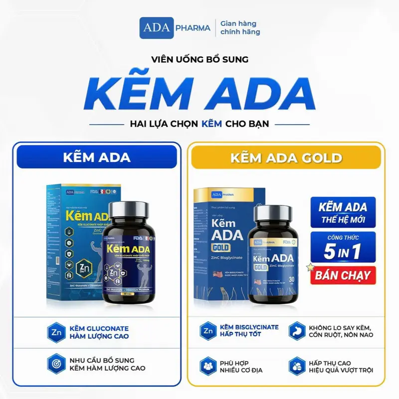ADA 正品锌补充剂，ADA 葡萄糖酸锌与 ADA 双甘氨酸锌，支持增强健康