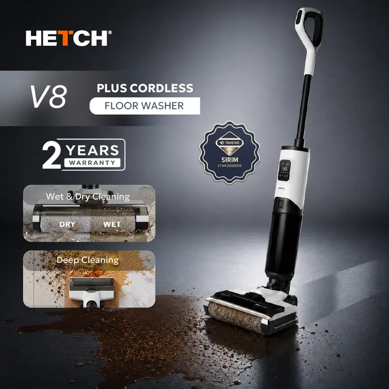 【SIRIM】HETCH V8 Plus无线干湿两用吸尘拖地机，支持自动自清洁