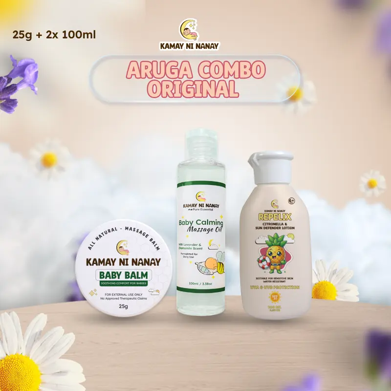 LIMITED TIME OFFER | Kamay Ni Nanay Aruga Combo Original Bundle | Baby Balm + Baby Calming Massage Oil + Repelix SPF 30 Moisturizing Lotion with UVA & UVB Protection