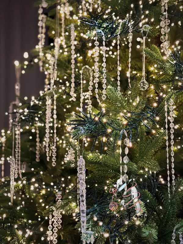 12-Piece Christmas Icicle Crystal Bead Hanging Ornaments for Trees, Curtains, Weddings and DIY Parties