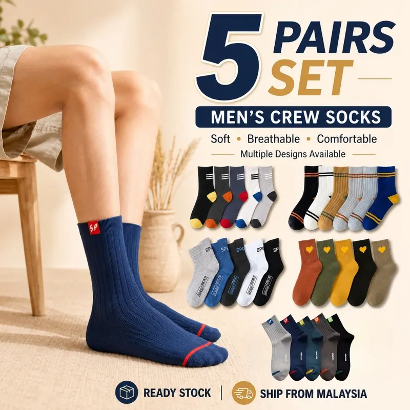 [SOCKS KAMI] ミドル丈ソックス 10足セット ブラック・カラー展開 仕事用・普段使い・ファッション向け シンプルなロゴ入り 在庫あり・迅速発送