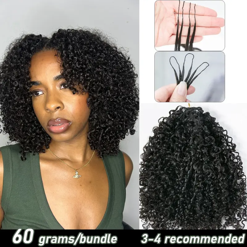 Extensions à crocheter YWIGS en cheveux humains pour Miracle Knots et tresses bohèmes, boucles birmanes pré-séparées, 60 g par lot, 4 à 5 lots recommandés #backtoschool #backtoschoolshopping #sohochic