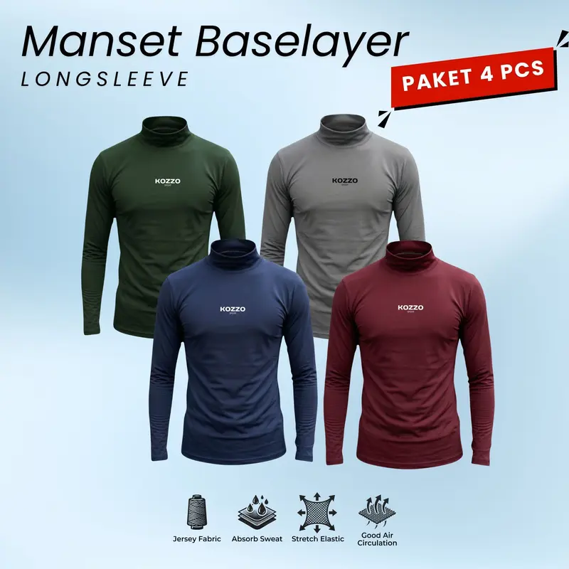 4-Pack Grey Long-Sleeve Sports Base Layer Tops without Thumbholes