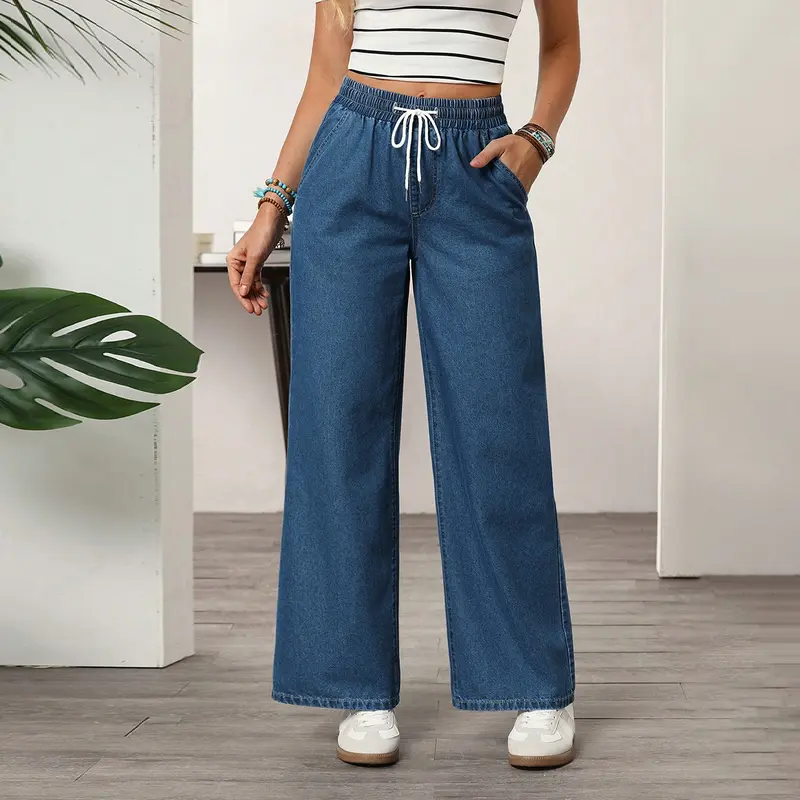 VIWILL Women's High-Waist Baggy Jeans, Straight-Cut Wide-Leg Denim Pants