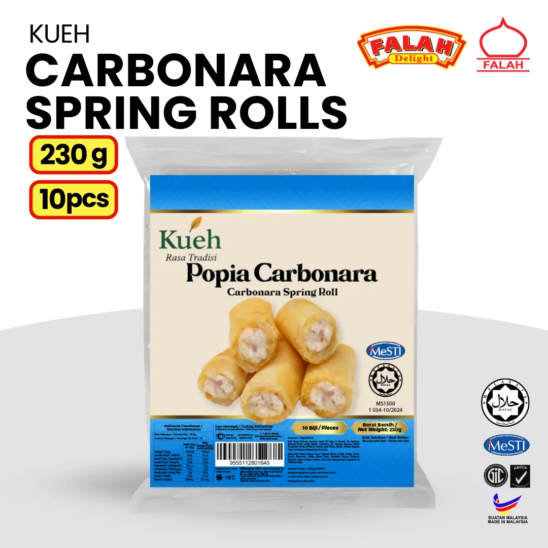 Kueh popiah carbonara, rouleaux de printemps à la carbonara, 10 pièces / 230 g