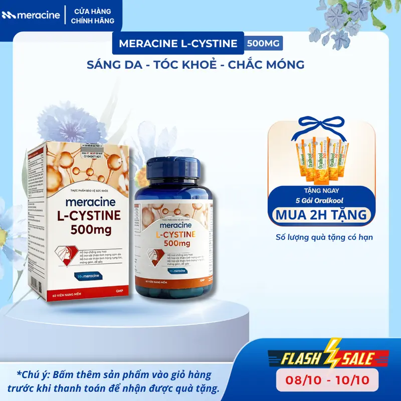 Meracine L-Cystine Softgel Capsules, 60 Count, for Skin Brightening and Antioxidant Support, Dark Spots and Hair Shedding