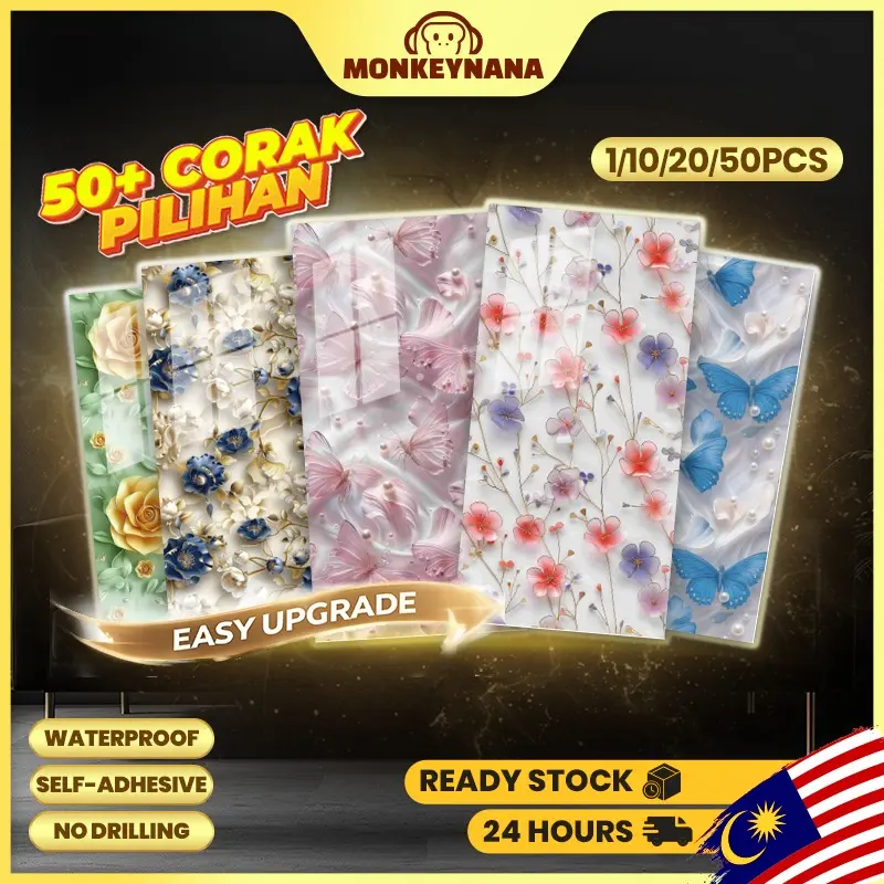 2026 Deco Marble-Effect Waterproof Wall Tile Stickers, 30 × 60 cm, for Kitchens and Bathrooms