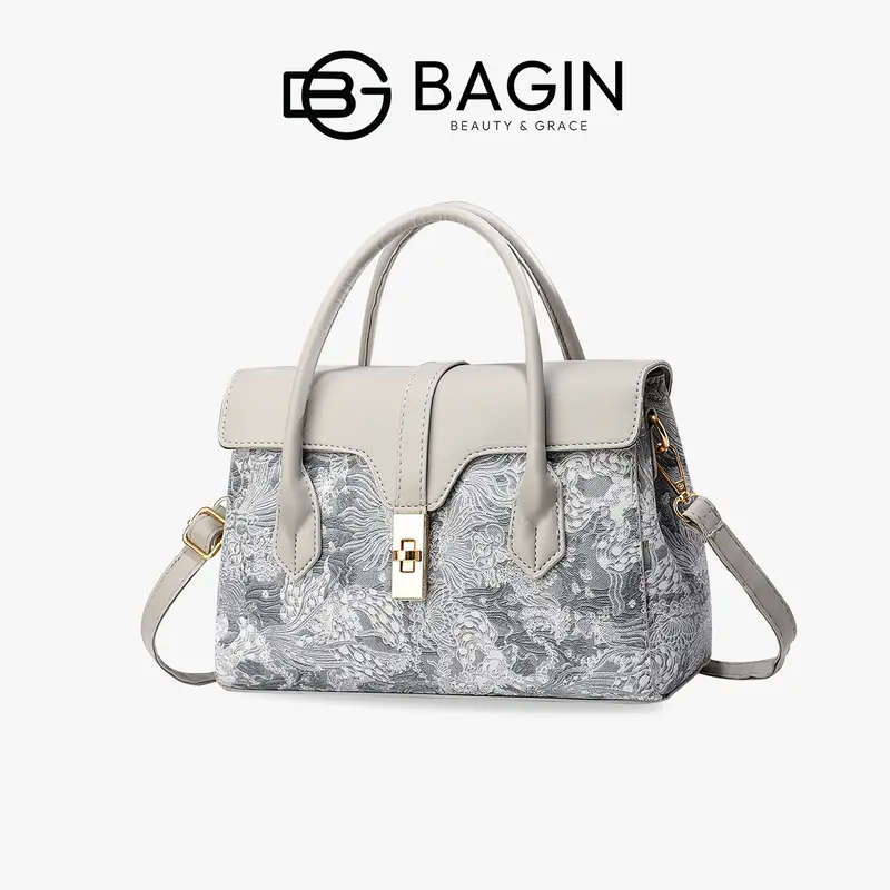 【BAGIN】Túi Xách Nữ Bagin Size 25 Họa Tiết Thêu Tinh Tế Sang Trọng Kèm Dây Đeo Chéo [gy-860]