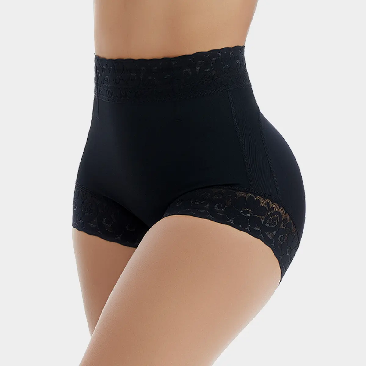 GQF Panties tipo boyshorts de encaje para mujer 026-A – Ropa interior femenina con control abdominal, antirrozaduras, cómoda, moldeadora bajo vestidos, pantaleta de compresión sexy para dama