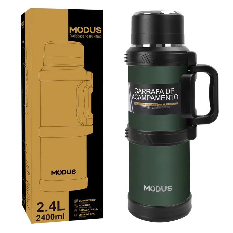 MODUS termo de acero inoxidable 304 de 2400 ml/3600 ml, gran capacidad, mantiene las bebidas frías o calientes