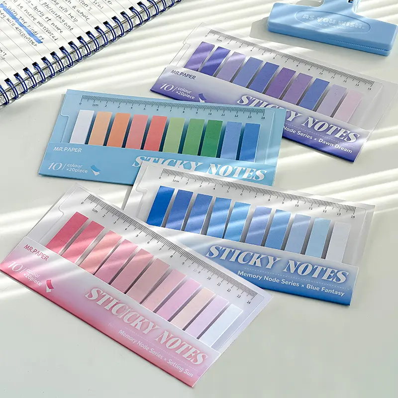 200-Sheet Plain Sticky Notes and Page Marker Set, Japanese and Korean Style
