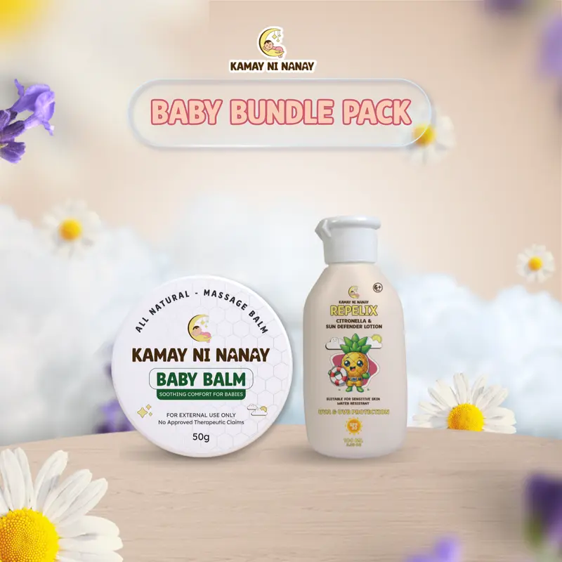 LIMITED PROMO | Kamay Ni Nanay Baby Bundle Pack | Baby Balm Original + MenthyBalm + Baby Calming Massage Oil + Repelix SPF 30 Moisturizing Lotion with UVA & UVB Protection | Motherhood Essentials