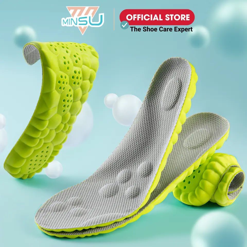 Semelles antibactériennes 4D MINSU M2352 pour homme et femme, antidérapantes, respirantes, amortissantes, absorbantes et anti-odeurs