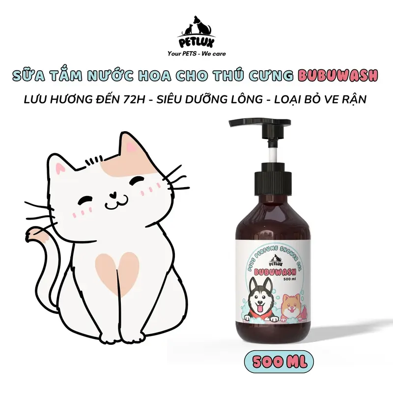 Bubuwash parfümiertes 2-in-1-Hundeshampoo und Katzenshampoo, lang anhaltender Duft, gegen Zecken, Läuse, Pilzbefall, Juckreiz, Hautentzündungen und Gerüche, für geschmeidiges Fell, auch für Pudel