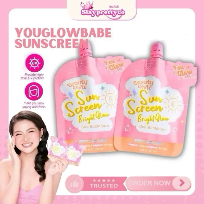 You Glow Babe Beauty White Bright Glow Facial Sunscreen Twin Pack, SPF50+, Water-Resistant, UV Protection