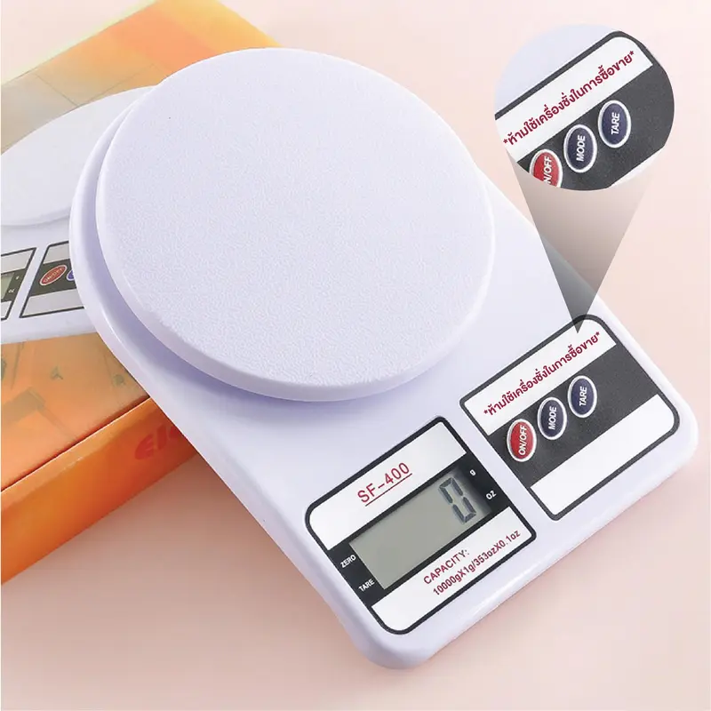 Kitchen Food Scale, Up to 10 kg Capacity, with 2 AAA Batteries