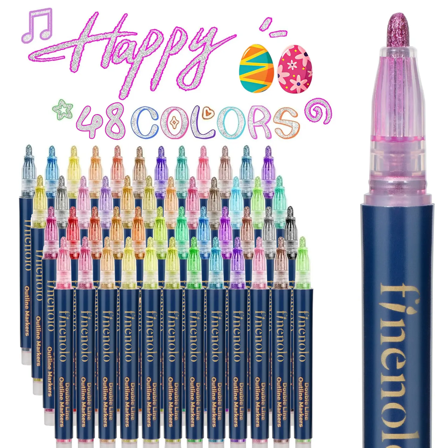 FINENOLO Konturen-Glitzermarker, 36er- und 48er-Set – metallische Gelstifte zum Ausmalen, für Journaling, Schule und Bastelarbeiten, Geschenk für Mädchen, Tweens und Teens von 4, 8, 10 und 16 Jahren, Weihnachten/Geburtstag, DealsforYouDaysBlackFriday