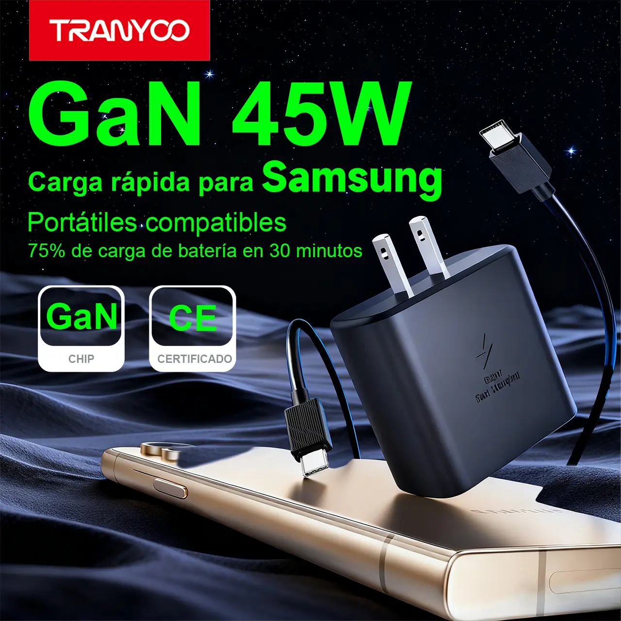 TRANYOO 120W／45W GaN急速充電器 USB Type-C｜iPhone 18 Pro・17・16、Xiaomi 17、moto g Edge 50 Ultra・60 Pro、Galaxy S26 Ultra・S25・S24・S23、HUAWEI Pura 80 Pro、MacBook Air、iPad 11ほか対応｜旅行・オフィス向けコンパクト充電器