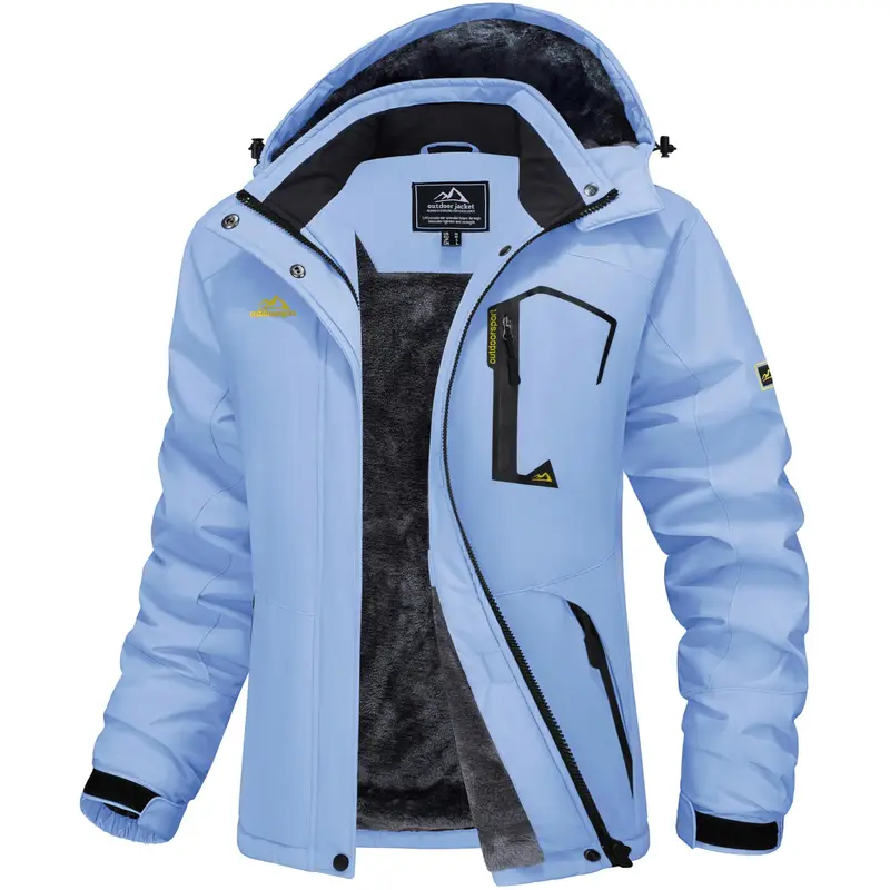 MAGCOMSEN Women's Waterproof, Windproof Hooded Ski Jacket with Warm Fleece Lining and Zip for Winter Hiking