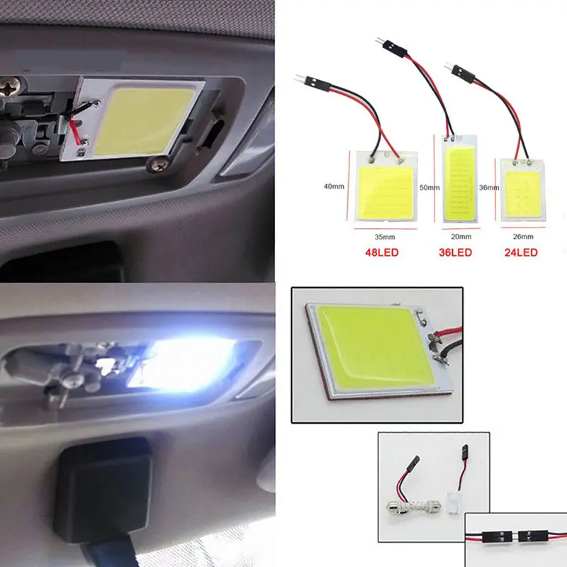 Car Interior LED Panel and Festoon Reading Lights, T10 W5w COB, 24SMD, 36SMD and 48SMD