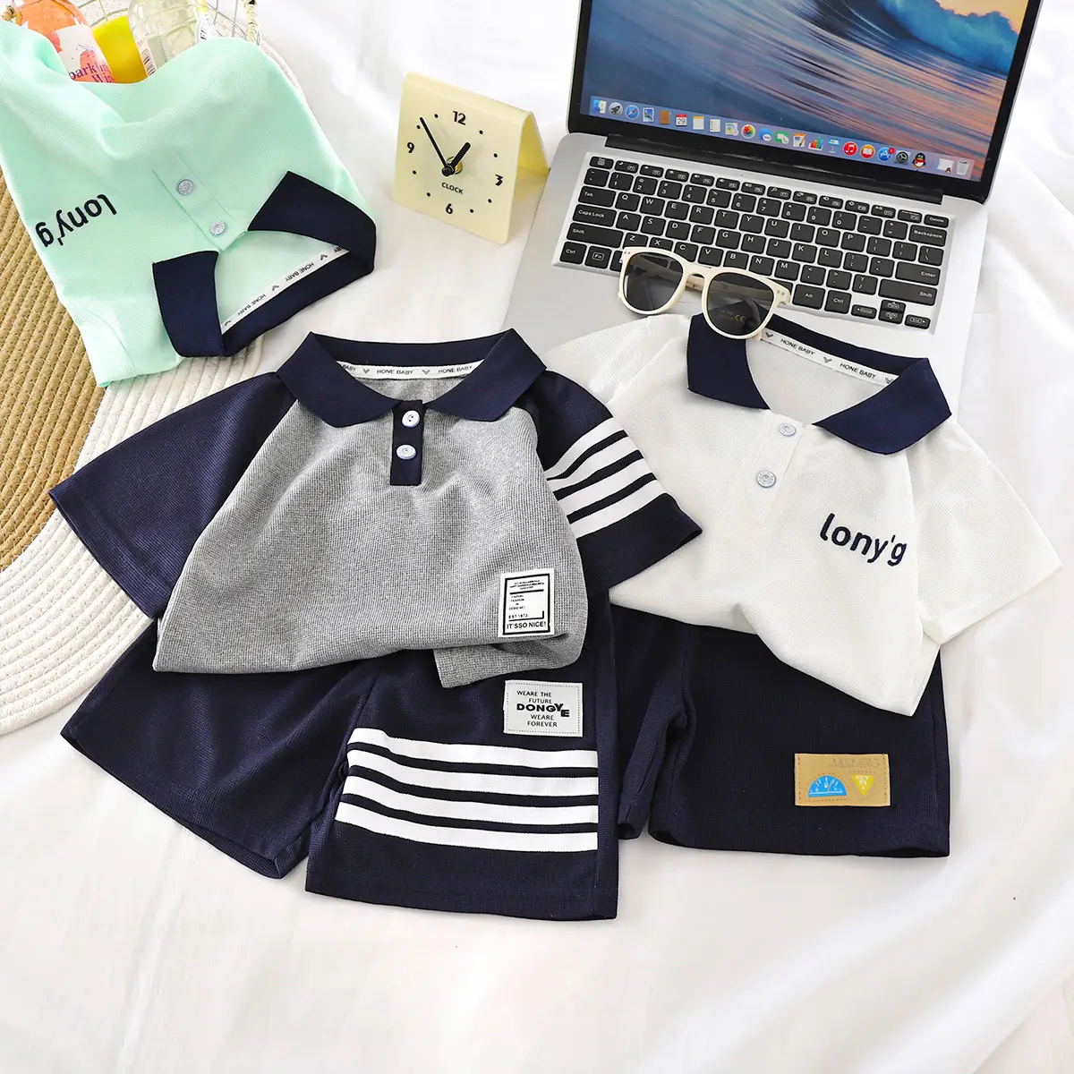 Sommerliches Polo-Set mit kurzärmeligem Shirt und Shorts für Kinder und Jugendliche, zweiteilig, Kollektion 2025