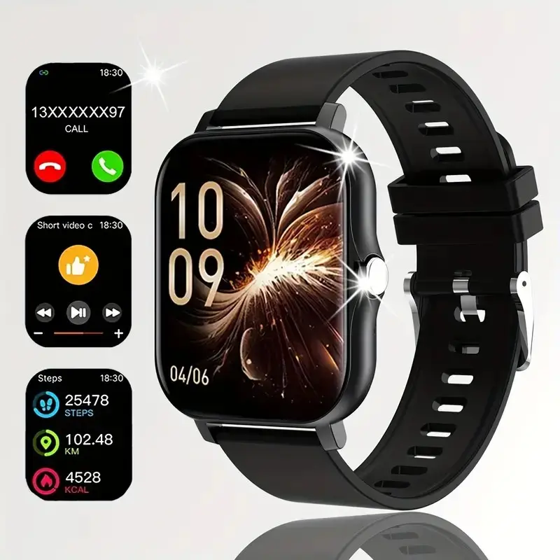 Montre connectée noire et rose pour le sport et le plein air, appels sans fil, modes multisports, rappels d’appels, de SMS et d’applications, idée pour la rentrée