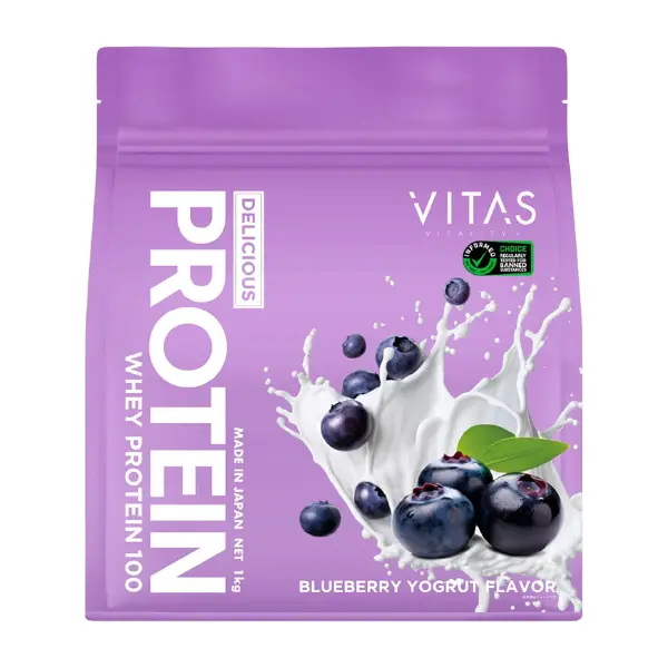 VITAS乳清蛋白100，蓝莓酸奶味WPC蛋白粉，日本制造，1kg