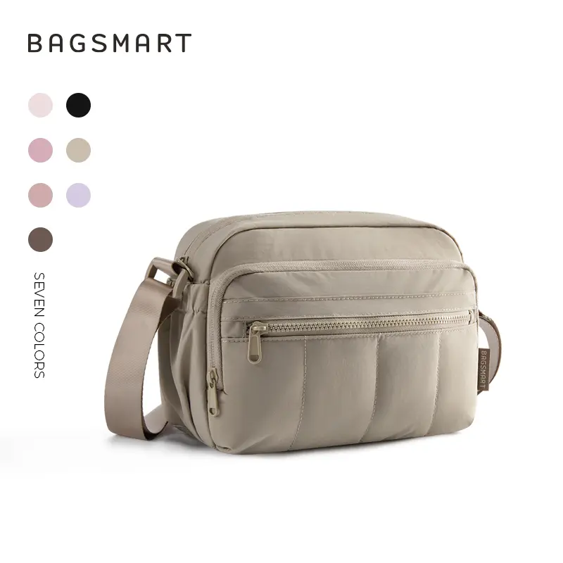 BAGSMART Damen-Umhängetasche aus Nylon mit großem Stauraum, mehreren Fächern und verstellbarem Schultergurt, leicht, für Freizeit und Alltag