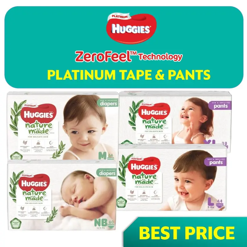 💕 BEST DEAL 💕 Huggies Platinum Naturemade Tape Diapers and Pants, Carton Pack