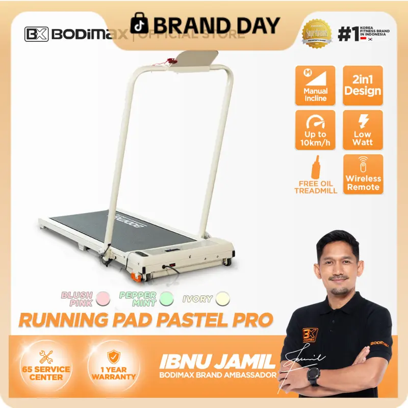 BODIMAX PASTEL PRO ランニングパッド／手動傾斜調整、ウォーキング時8km/h・ランニング時最大10km/h