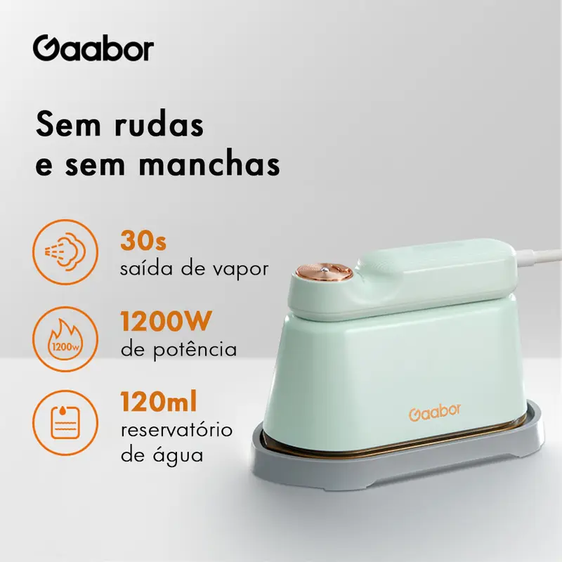 【Gaabor】Ferro Pocket: plancha y vaporizador 2 en 1 con base de cerámica para uso en seco y a vapor, esterilización profunda y protección de tejidos delicados