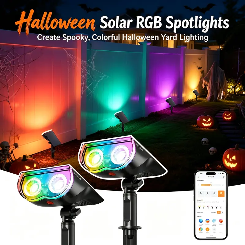 Linkind SL5C Smart Solar Outdoor Spotlight, Colour-Changing and Warm or Cool White, IP67, App-Controlled
