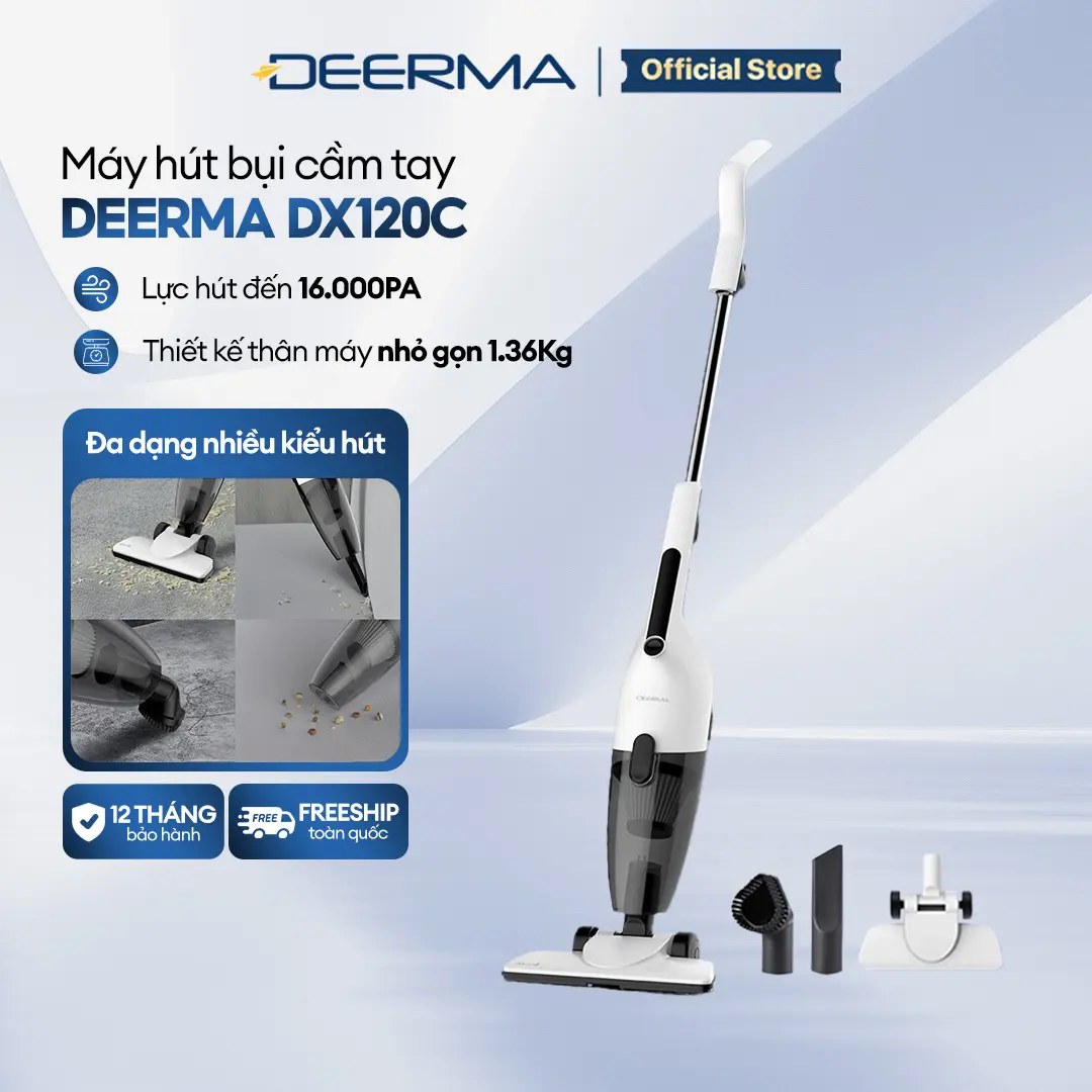 Deerma DX120C Handheld Vacuum Cleaner, 16000 Pa Suction, 600 W, New 2025 Version, 12-Month Warranty