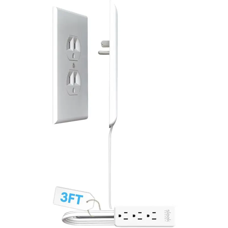 Sleek Socket Original & Patented Ultra-Thin Concealer Kit with Flat Multi-Outlet Power Strip, Universal Wall Socket Saver with USB Plug-In, Outlet Covers for Home Improvement