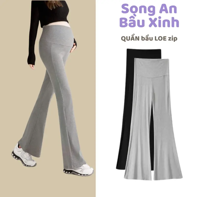 Song An Plus-Size Flared Maternity Trousers with 4-Way Stretch, Includes Bag