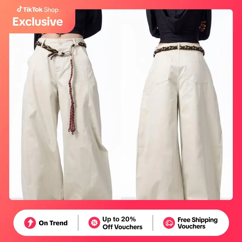 Kinwoo Barrel Pants Cargo Trouser Baggy Wideleg Pants