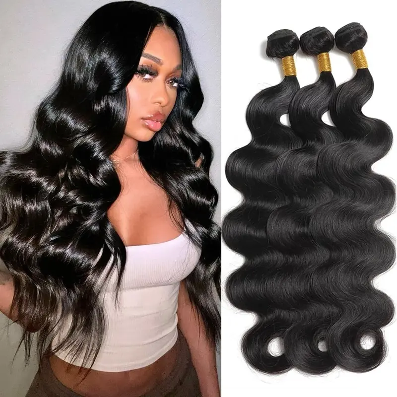Paquetes de extensiones Vinisay 12A de cabello humano virgen brasileño, ondulado Body Wave, de 12 a 30 pulgadas, negro natural, con trama para coser o peinados rápidos, para mujer
